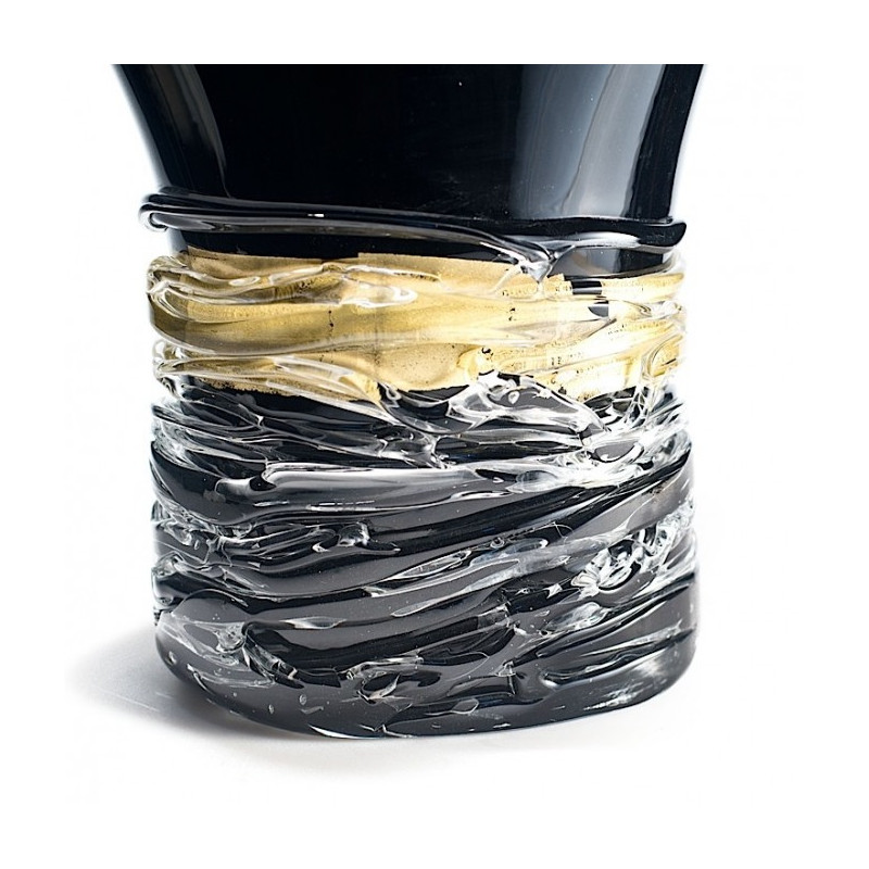 black glass vase golden filaments