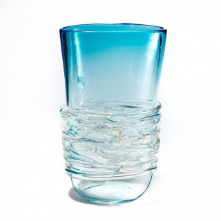 modern clear and azure vase