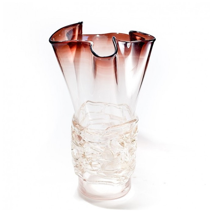 vaso alto in vetro bianco artigianale ornamento