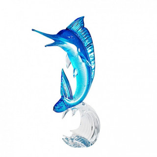 Murano marlin sculpture in azure glass