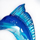 sculpture marlin fish in blue and azure glass