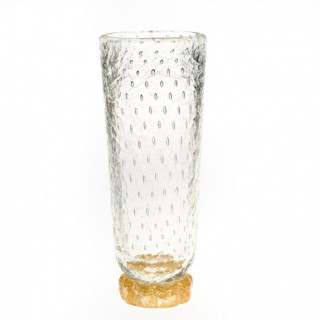 Cylindrical Venetian clear glass vase elegant