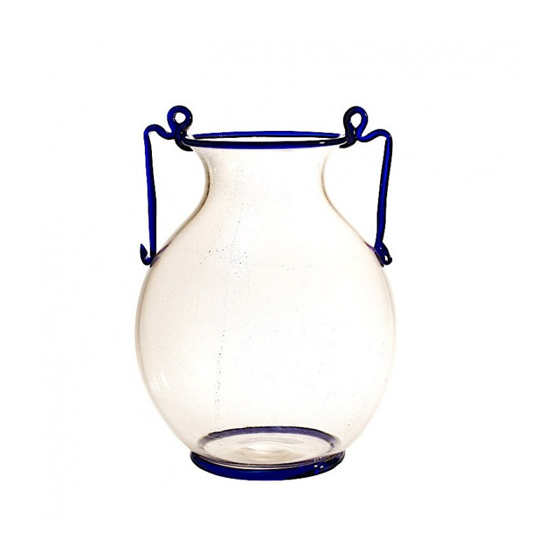 GAIUS amphora clear vase blue details
