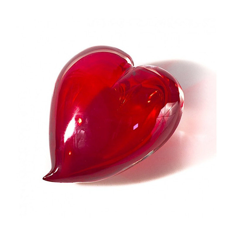 Venice heart sculpture in elegant red glass