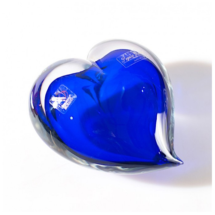 Venice heart sculpture in elegant blue glass