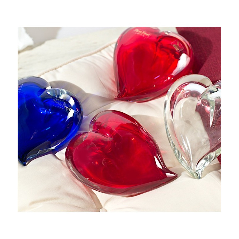 red, blue and transparent heart sculptures elegant gift idea