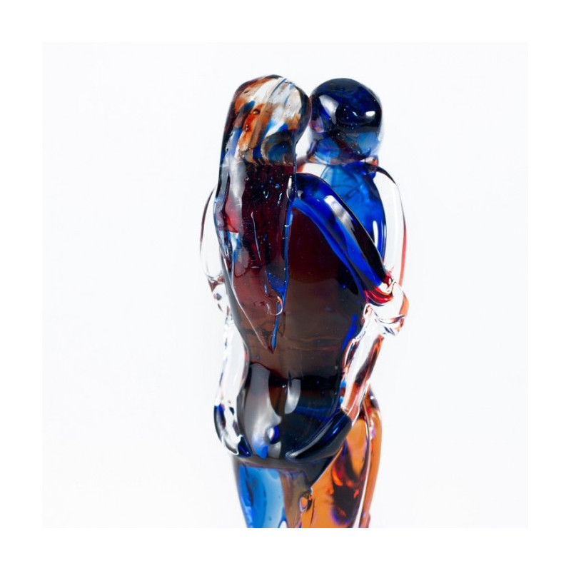 elegant multicolored glass lovers sculpture