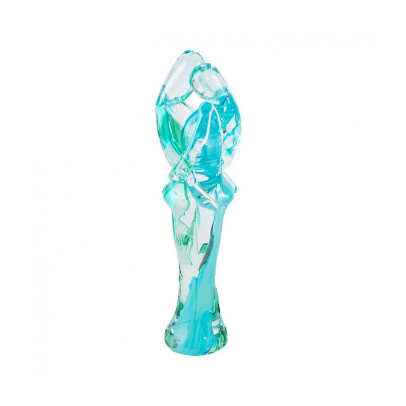 Murano sculpture couple of lovers in green and light blue glass