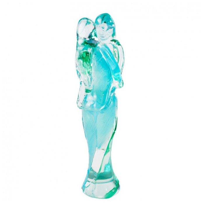 scultura coppia di amanti in vetro verde e azzurro idea regalo