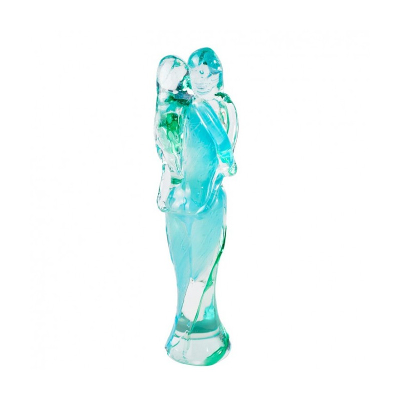 scultura coppia di amanti in vetro verde e azzurro idea regalo