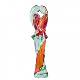 Murano glass red and orange lovers sculpture
