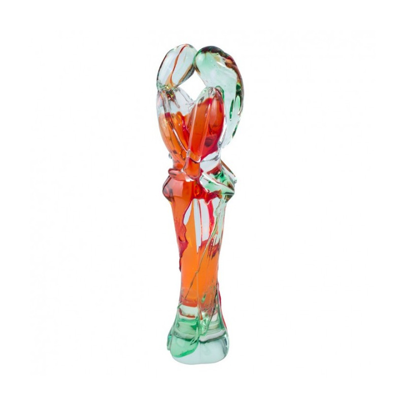 scultura coppia di amanti in vetro rosso e arancione idea regalo