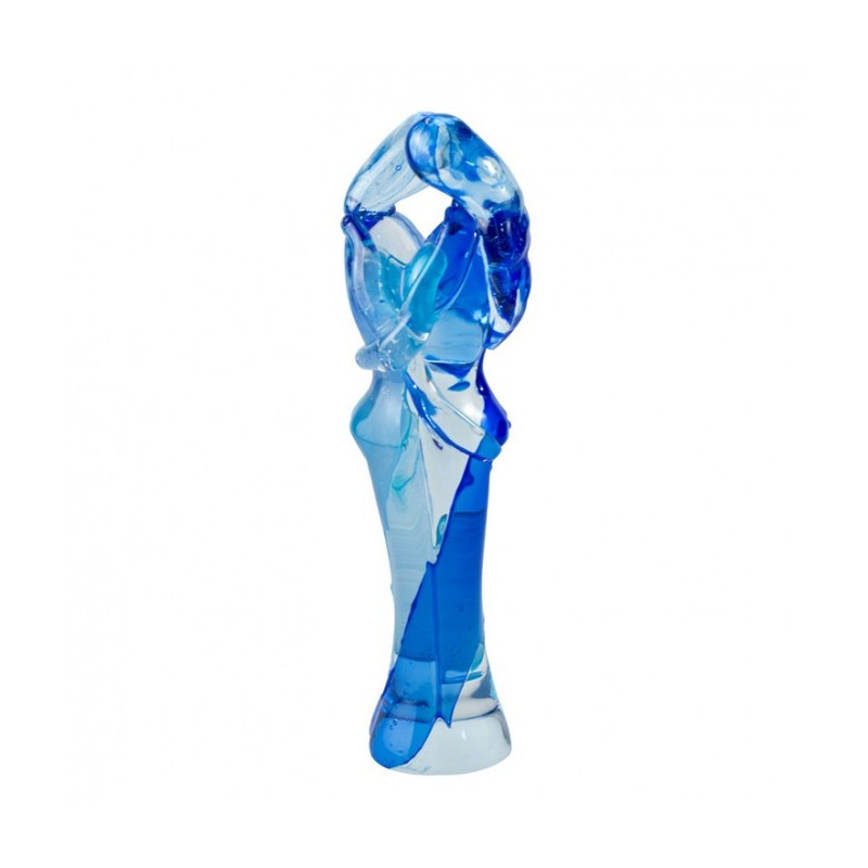 Murano sculpture couple of lovers in blue glass