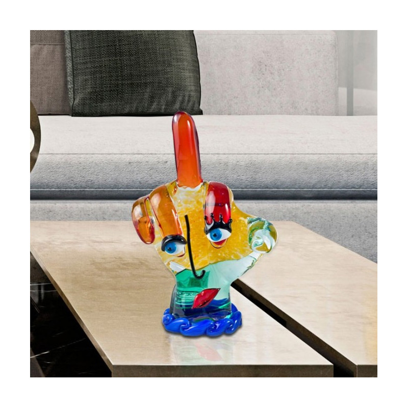 Scultura di mano in vetro soffiato contemporanea arredo casa