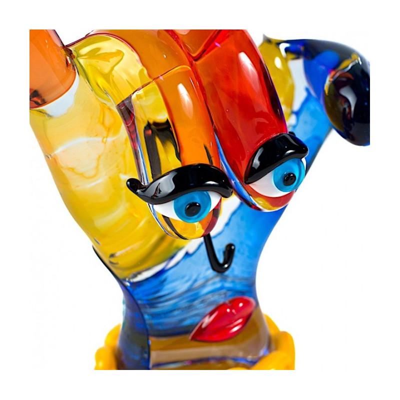 sculpture inspired by Picasso' style in multicolor glass