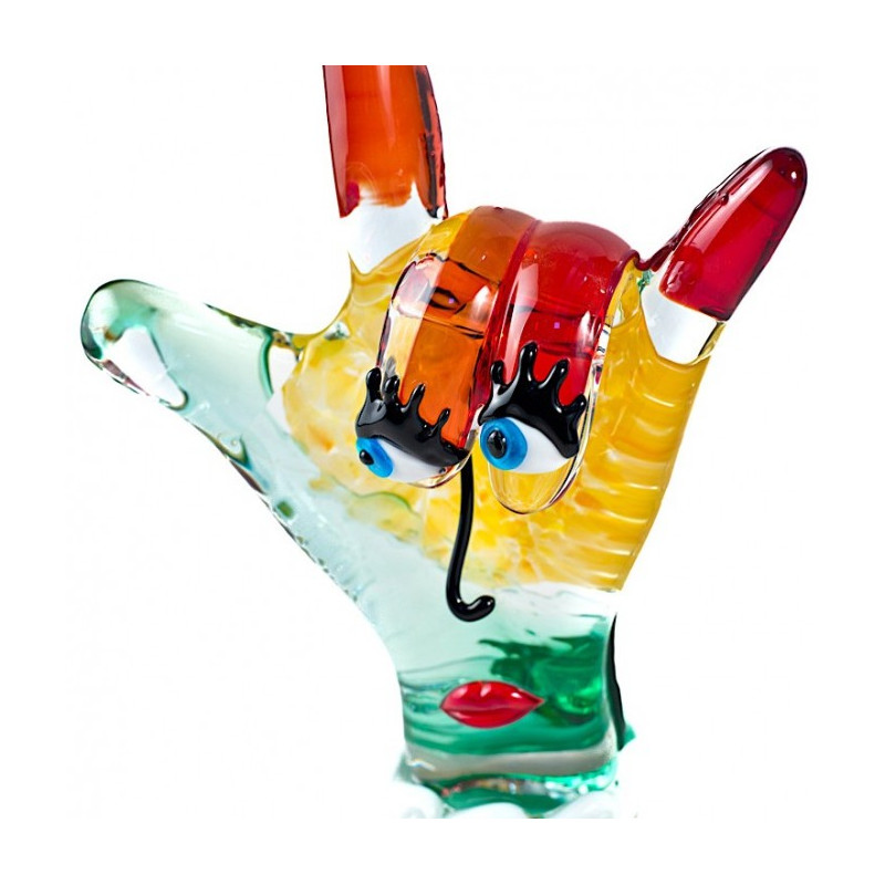 handcrafted modern glass hand sculpture