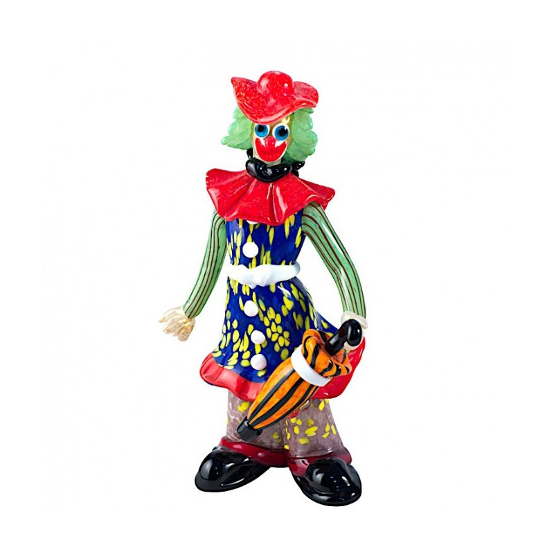 Venice decorative clown sculpture in multicolor glass