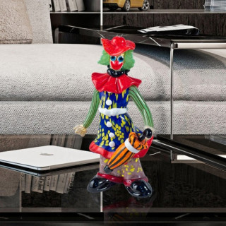 glass clown figure sculture with umbrella for home decor