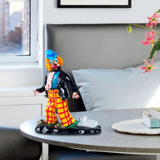 scultura figura pagliaccio in vetro per arredo casa