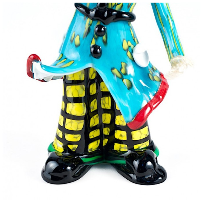 glass clown figure sculture with a white balloon for home decor