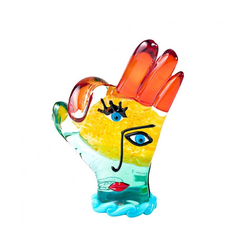 Murano hand sculpture in multicolor glass