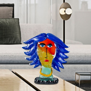 Blown-glass female head sculpture living room décor