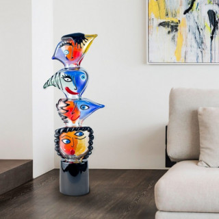 tall Murano glass face sculpture