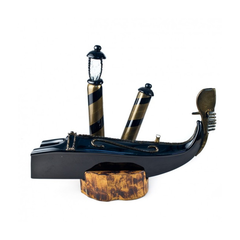 Venezia scultura gondola in vetro nero e oro