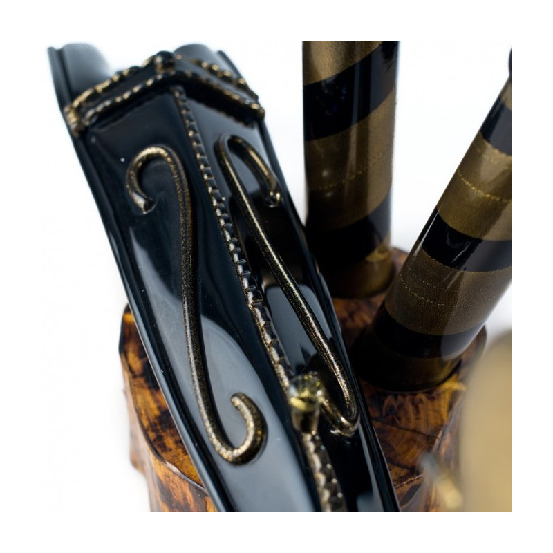 scultura in vetro nero e oro fatta a mano moderna