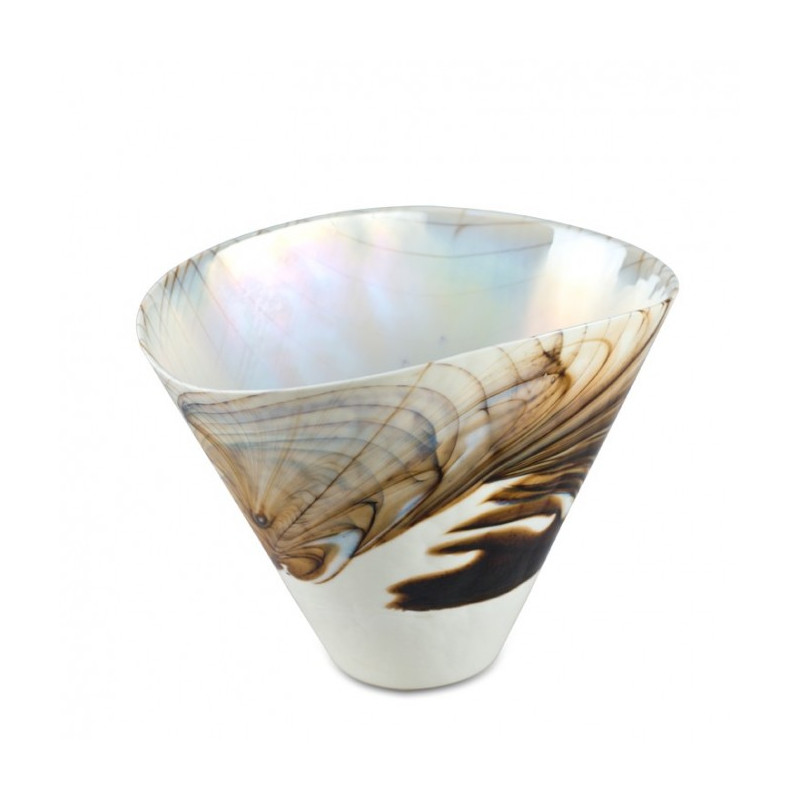 Murano glass ivory and brown modern centerpiece