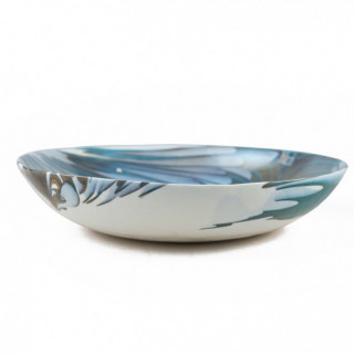 Venice centerpiece in ivory and turquoise glass of modern design