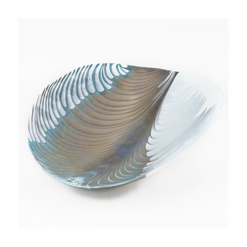 shell ornamental centerpiece in grey glass