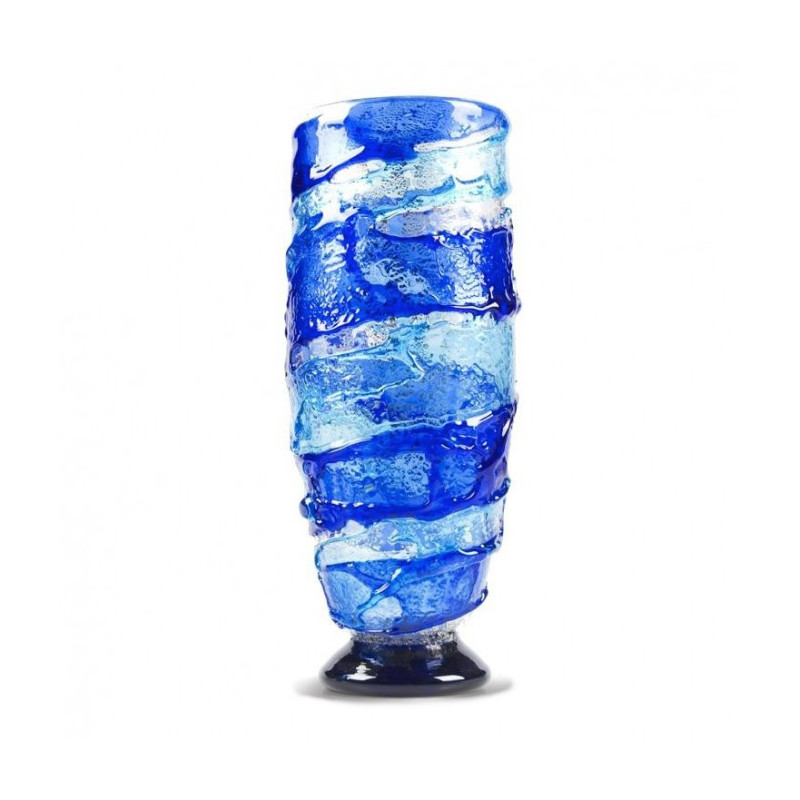 Idea regalo vaso alto in vetro blu