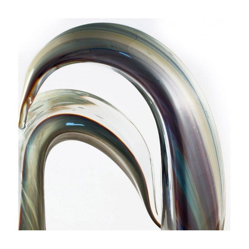 blown glass abstract figure sculpture brown and transparent