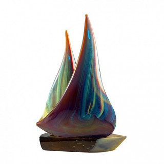 Venice sailboat sculpture in multicolor glass