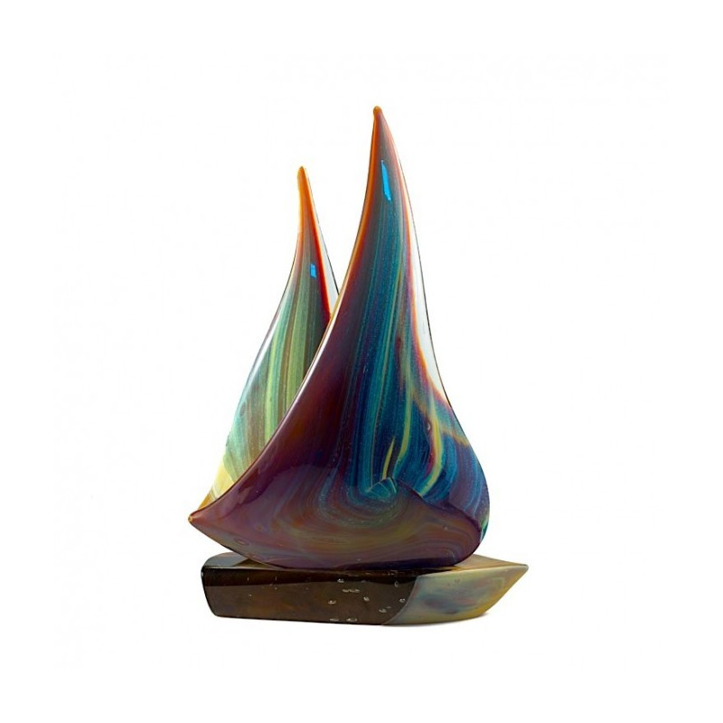 Venice sailboat sculpture in multicolor glass
