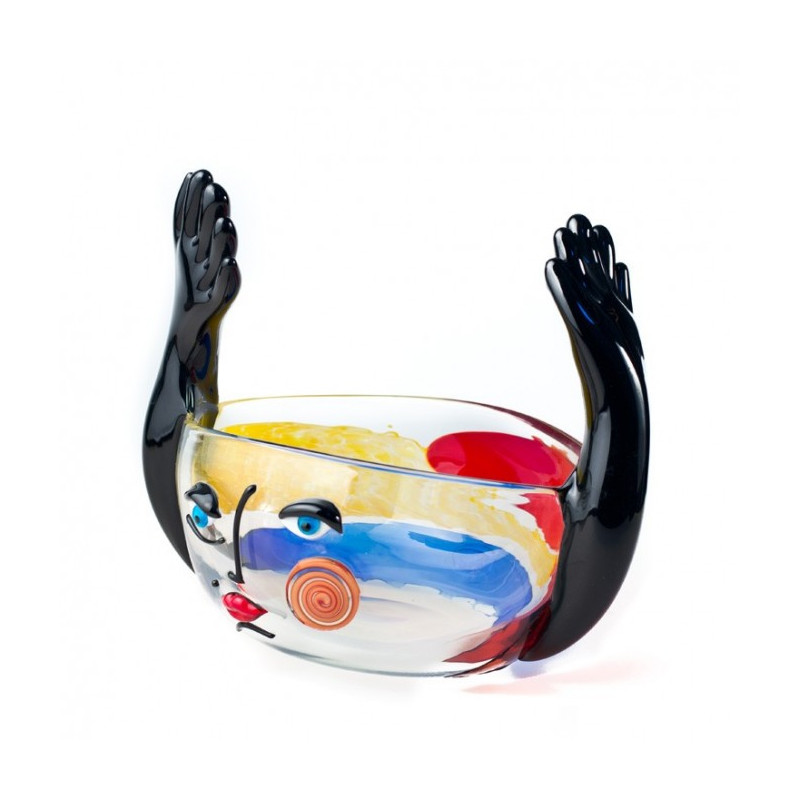 abstract ornamental centerpiece in multicolor glass