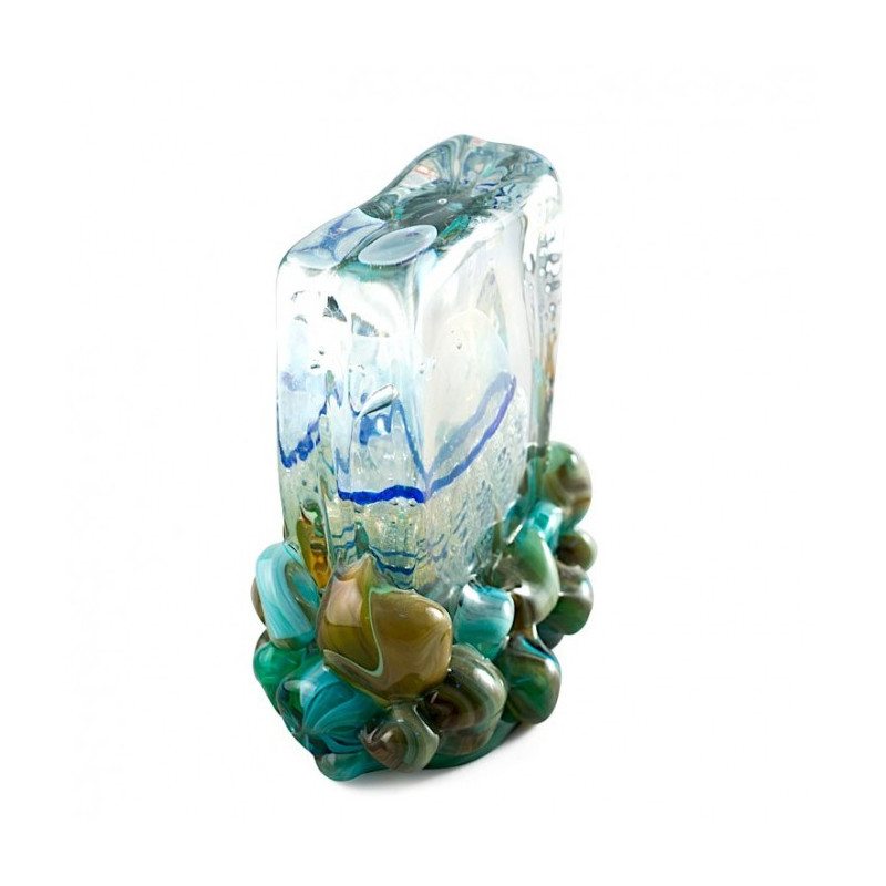 scultura acquario in vetro trasparente con medusa