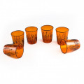 MELODY set di sei bicchieri arancio con filamenti neri