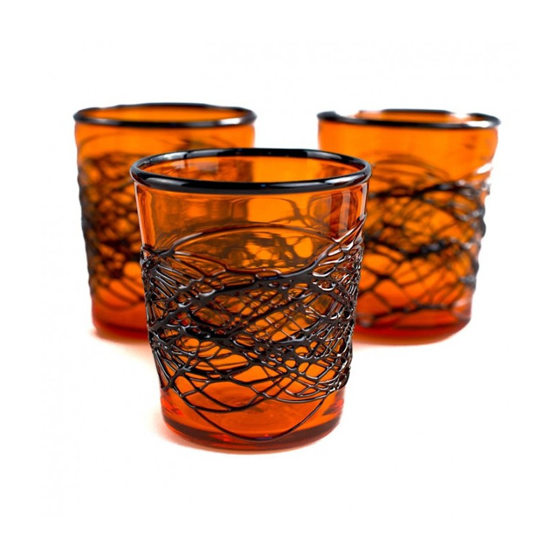 orange drinking glasses with black details