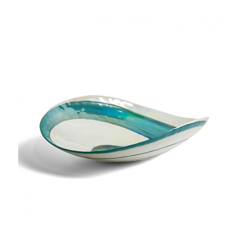 Venice centerpiece in white glass of modern design with turquoise decor
