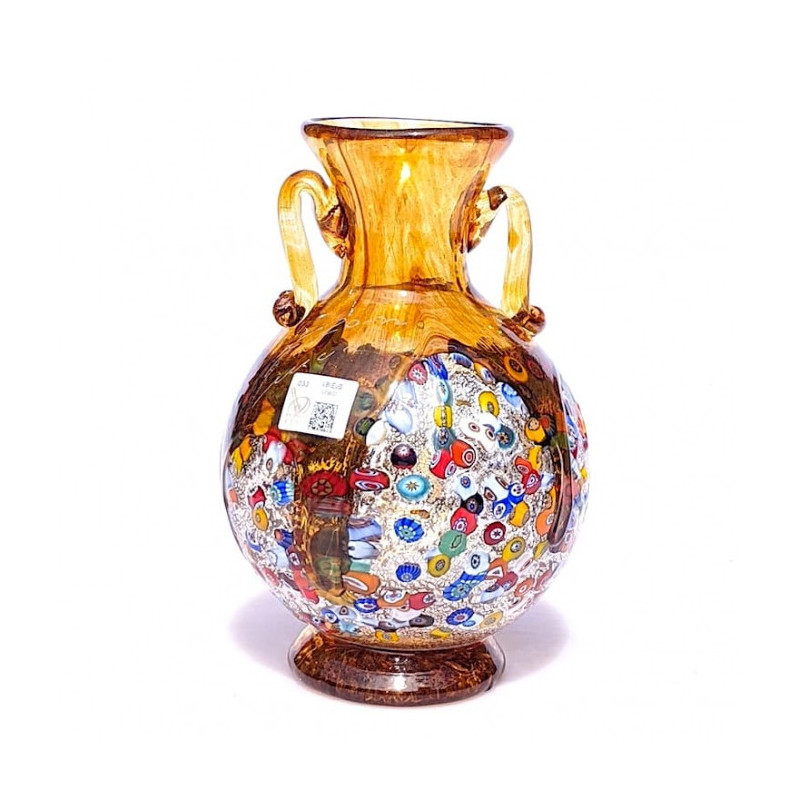 Murano amber glass amphora vase