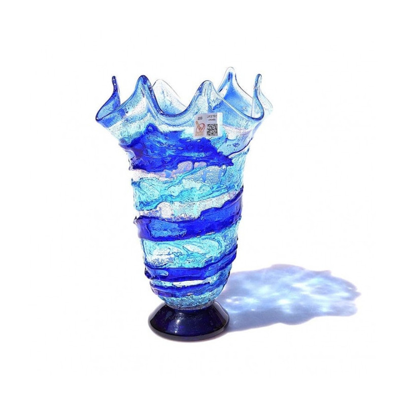 Vaso moderno blu in vetro di Murano