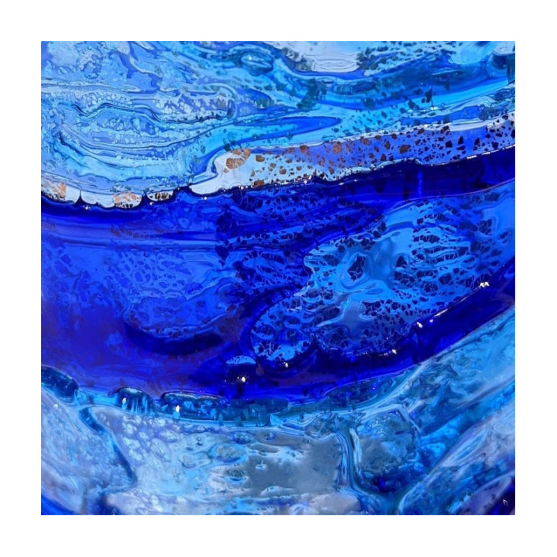 Vaso artigianale decorativo in vetro blu