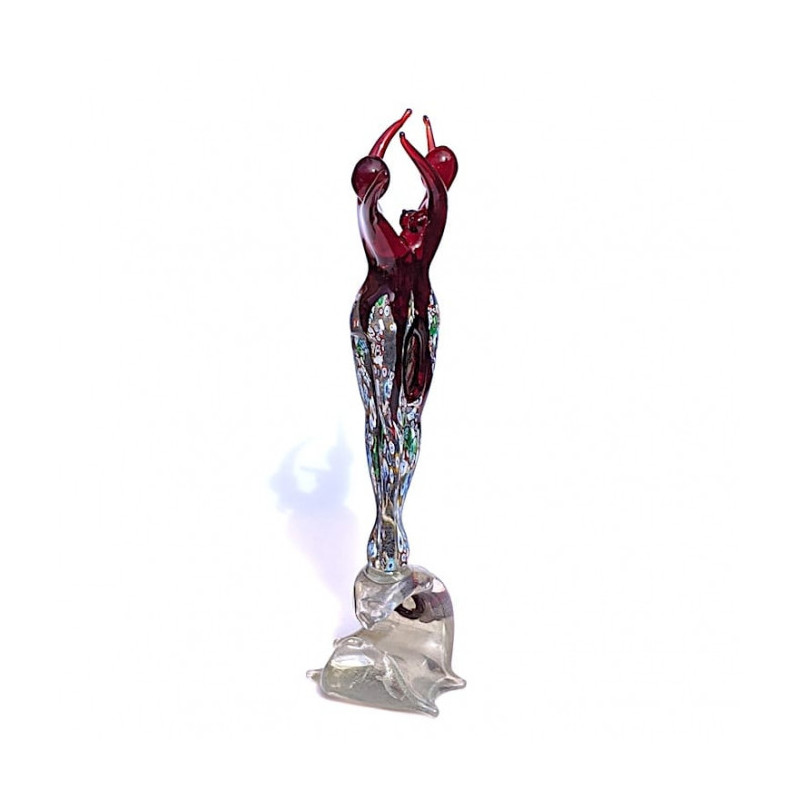 scultura coppia di ballerini in vetro rosso idea regalo