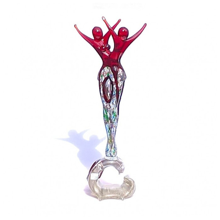 elegant glass sculpture with murrhine on a crystal base