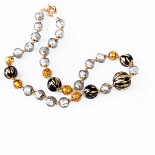 grey black gold beads