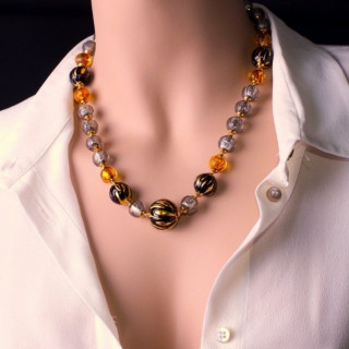 grey black gold beads