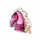 scultura cavallo in vetro rosa con dettagli oro