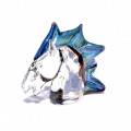 ORFEO testa di cavallo in cristallo con criniera blu